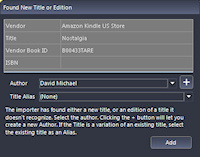The TrackerBox Import Title/Author screen